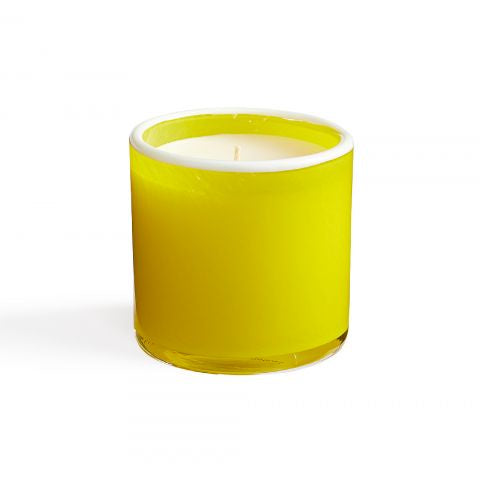 LAFCO White Grapefruit Cabana Candle in vibrant yellow glass vessel, ideal for creating a citrusy scent in any room.