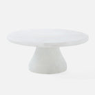 White pedestal table on a white background